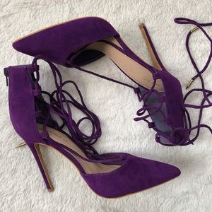 LACED UP PURPLE POINTY HEELS